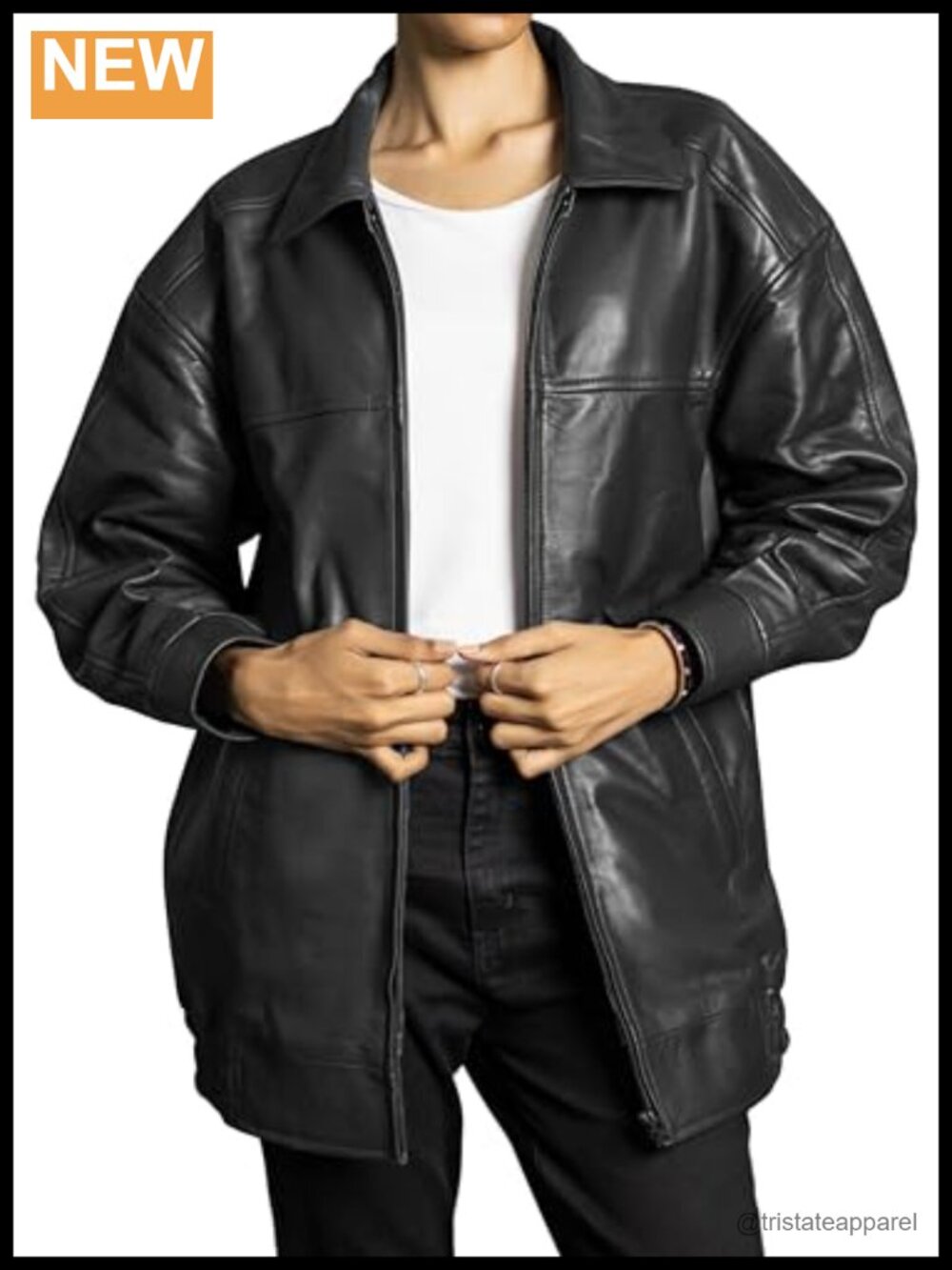 Oversized Lambskin Leather Jacket, Motorcycle Style for Women, Faux Suede